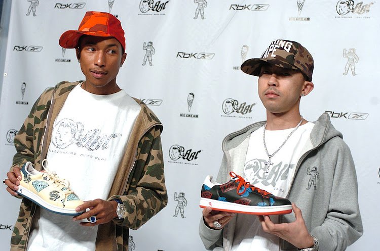 Pharrell Williams, left, and Nigo at the debut of their Billionaire Boys Club apparel line and 'ice cream' footwear line at Drive-In Studios in New York City in 2013.
Image: Theo Wargo/WireImage